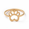 Ion Plating(IP) 201 Stainless Steel Paw Print Finger Ring RJEW-J051-25G-2