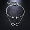 Alloy Infinity Heart Initial Charm Double Layer Anklets for Women FS-WG74AE6-11-1