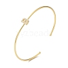 Rack Plating Brass Micro Pave Clear Cubic Zirconia Letter Open Cuff Bangles BJEW-A018-01G-B-1