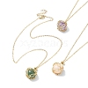 Natural Mixed Gemstone Round Pendant Necklaces NJEW-JN04565-1