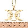 304 Stainless Steel Triple Moon Pendant Cable Chain Necklaces for Men Women NJEW-K308-01D-G-5