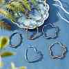 Unicraftale 6 Pairs 6 Style Heart & Flower & Oval 304 Stainless Steel Wire Wrapped Hoop Earrings EJEW-UN0001-84-4