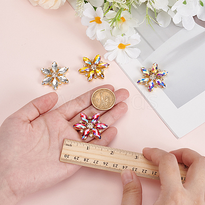 4Pcs 4 Colors Alloy Rhinestone Cabochons FIND-MA0001-09-1