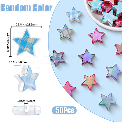 50Pcs Rainbow Iridescent Printed Opaque Acrylic Beads OACR-SP0002-13A-1