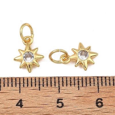 Brass Micro Pave Clear Cubic Zirconia Charms KK-F941-40D-G-1