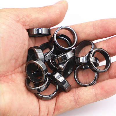 Non-Magnetic Synthetic Hematite Plain Band Ring FIND-PW0021-11D-1