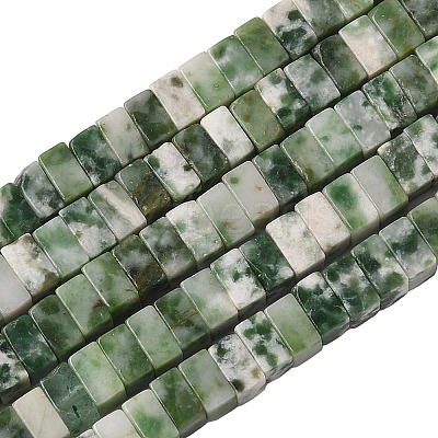 Natural Green Spot Jasper Beads Strands G-A280-C14-01-1