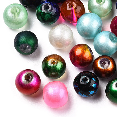Mixed Style & Mixed Color Round Spray Painted Glass Beads DGLA-X0003-12mm-1
