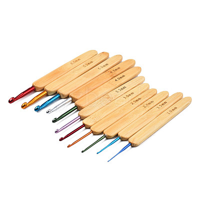 Bamboo Handle Aluminum Crochet Hook Needle Sets TOOL-R057-1