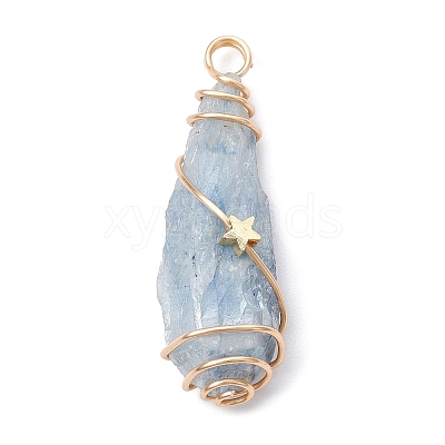 Electroplated Natural Quartz Crystal Dyed Copper Wire Wrapped Pendants PALLOY-JF02326-04-1