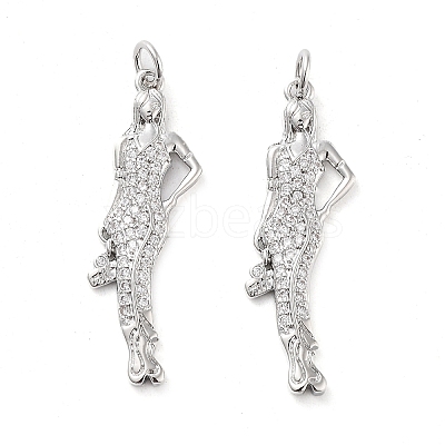 Rack Plating Brass Micro Pave Clear Cubic Zirconia Pendants KK-M280-03P-1