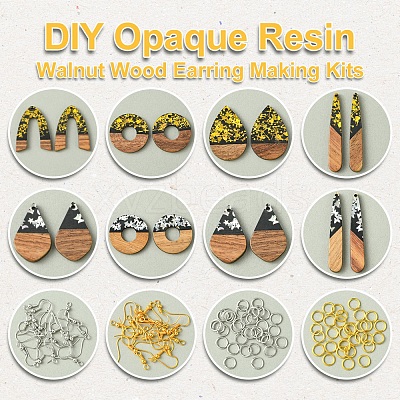 DIY Opaque Resin & Walnut Wood Earring Making Kits DIY-FS0007-84-1