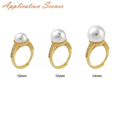 Round Brass Micro Pave Clear Cubic Zirconia Adjustable Ring Settings KK-D378-35G-1