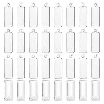 30Pcs 304 Stainless Steel Pendant Cabochon Settings STAS-UN0063-45-1