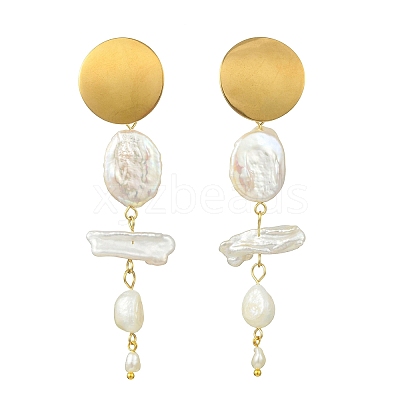 Natural Nucleated Baroque Keshi Pearl Stud Earrings EJEW-JE07152-1