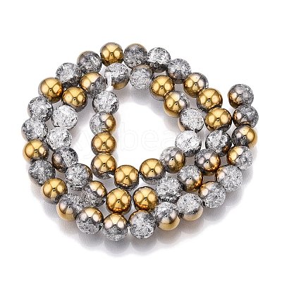 Electroplated Crackle Glass Beads Strands EGLA-N014-8mm-04-1