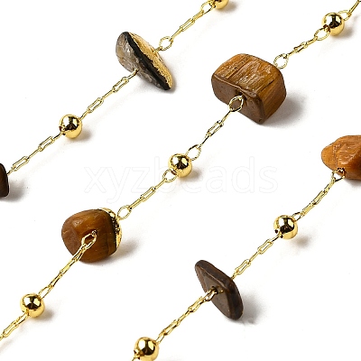 Handmade Natural Tiger Eye Chip Beaded Chains CHC-F020-09G-11-1