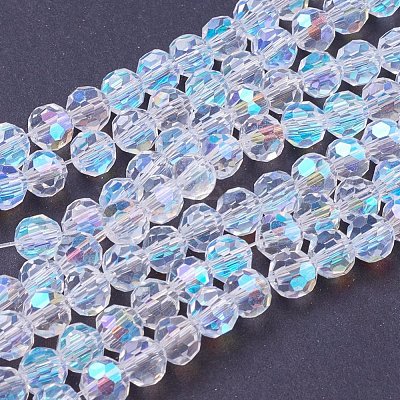 Faceted(32 Facets)(32 Facets) Electroplate Glass Beads Strands X-EGLA-J042-6mm-AB03-1