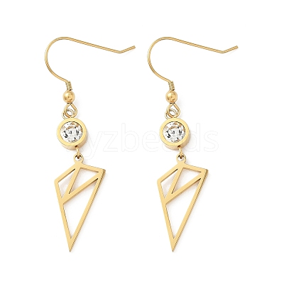 304 Stainless Steel Triangle Dangle Earrings EJEW-Z129-07G-1