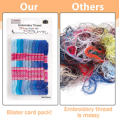 12 Skeins 6-Ply Polycotton(Polyester Cotton) Embroidery Floss DIY-CY0002-94D-1