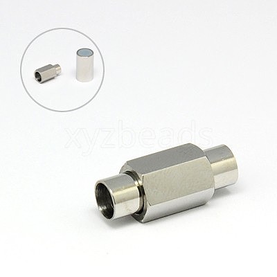 Tarnish Resistant 304 Stainless Steel Magnetic Clasps with Glue-in Ends X-STAS-K006-08C-1
