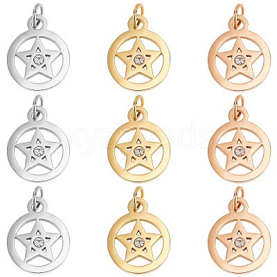 9Pcs 3 Colors 316 Surgical Stainless Steel Charms STAS-DC0009-36-1