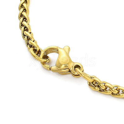 Constellation 304 Stainless Steel Micro Pave Clear Cubic Zirconia Wheat Chain Pendant Necklaces for Women Men NJEW-U007-01B-1