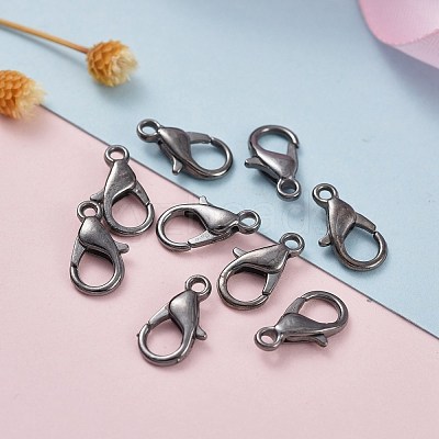 Black Tone Zinc Alloy Lobster Claw Clasps X-E102-B-1