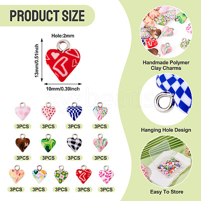 39Pcs 13 Colors Handmade Polymer Clay Charms CLAY-TA0001-91-1