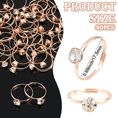 40Pcs Adjustable Alloy Rhinestone Finger Rings for Women RJEW-SP0001-02RG-1