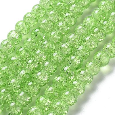 Spray Painted Crackle Glass Beads Strands CCG-Q001-10mm-11-1