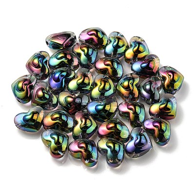 UV Plating Rainbow Iridescent Transparent Acrylic Beads OACR-C007-04F-1