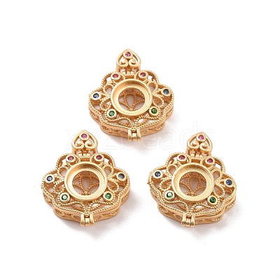 Brass Micro Pave Colorful Cubic Zirconia Locket Pendants KK-G390-29MG-1