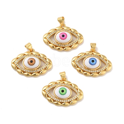 Brass Micro Pave Cubic Zirconia Pendants KK-B059-44G-1