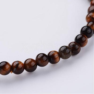 Natural Tiger Eye Beaded Stretch Bracelets BJEW-JB02459-02-1