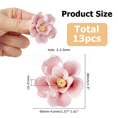 13Pcs Handmade Porcelain Beads PORC-HS0001-14-1