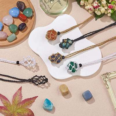 Braided Waxed Cotton Thread Cords Macrame Pouch Necklace Making AJEW-SW00020-1