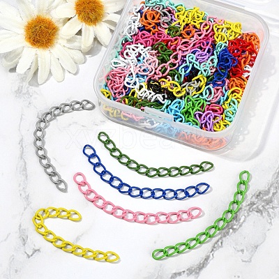 100Pcs Spray Painted Iron Curb Chain Extender CH-YW0002-02-1