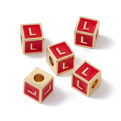 Rack Plating Brass Enamel Beads KK-B060-04G-03L-1