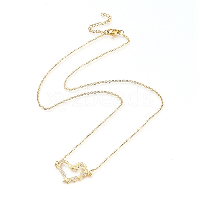 Brass Cubic Zirconia Pendant Necklace & Stud Earring Jeweley Sets SJEW-L154-11G-1