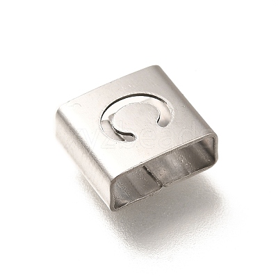 Letter Style 304 Stainless Steel Square Slide Charms STAS-L132-16C-1