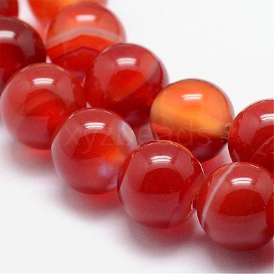 Natural Striped Agate/Banded Agate Bead Strands G-K166-13-12mm-1