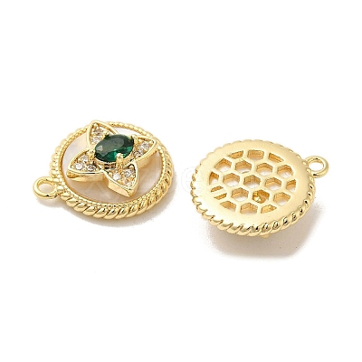 Brass Micro Pave Clear Cubic Zirconia Charms KK-Z073-24G-1