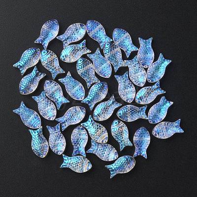 35Pcs Transparent Spray Painted Glass Beads GLAA-YW0001-69A-1