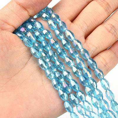 Electroplate Glass Beads Strands GC6X9MMC20Y-AB-1