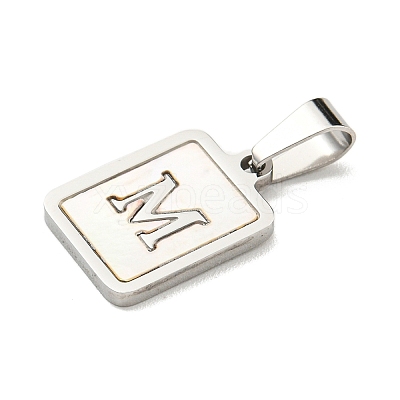 304 Stainless Steel Pave Natural White Shell Pendants STAS-S130-03P-M-1