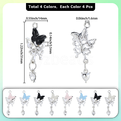 16Pcs 4 Colors Alloy Resin Pendants FIND-SC0021-08-1