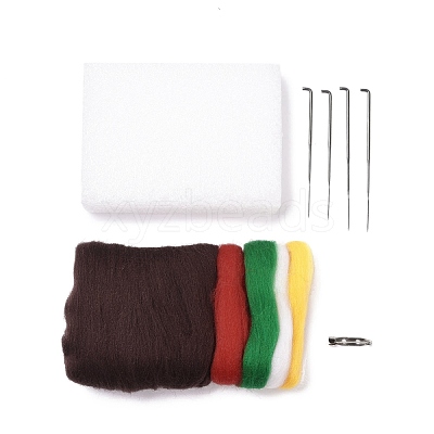 Christmas Theme Star Brooch Cactus Needle Felting Kit DIY-K055-02-1