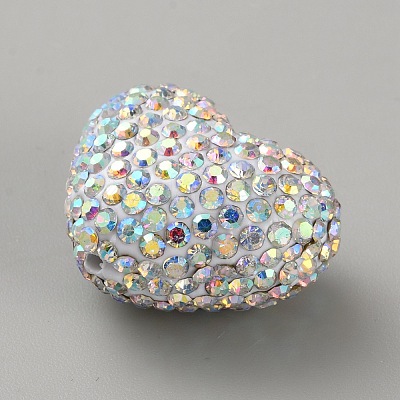 Heart Handmade Polymer Clay Rhinestone Beads FIND-WH0431-53B-1