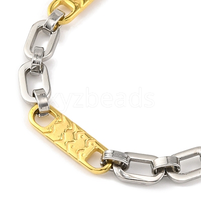 201 Stainless Steel Rectangle inks Chain Necklace NJEW-F22-39L-GP-1